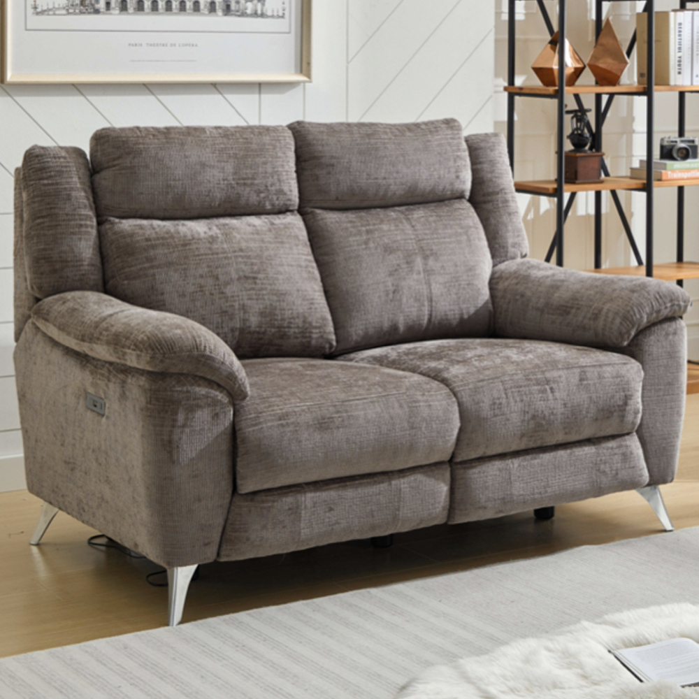 Mankato Fabric Electric Recliner 3+2 Seater Sofa Set - Stone