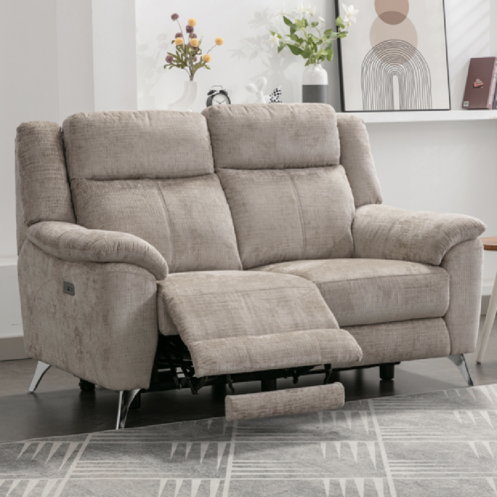 Mankato Fabric Electric Recliner Sofa Suite In Fossil
