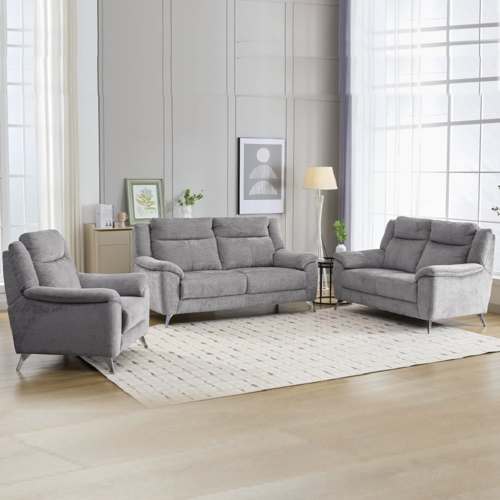 Mankato Fabric Sofa Suite In Ash