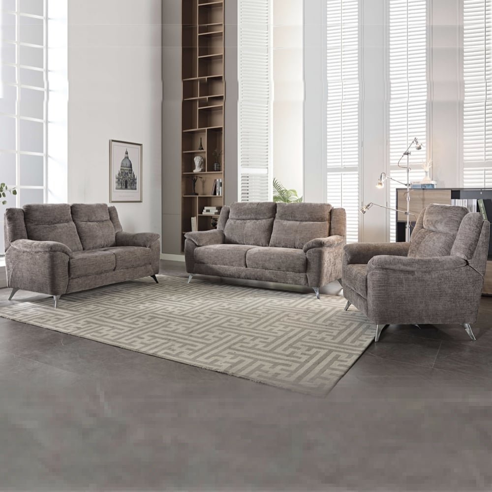 Mankato Fabric Sofa Suite In Stone