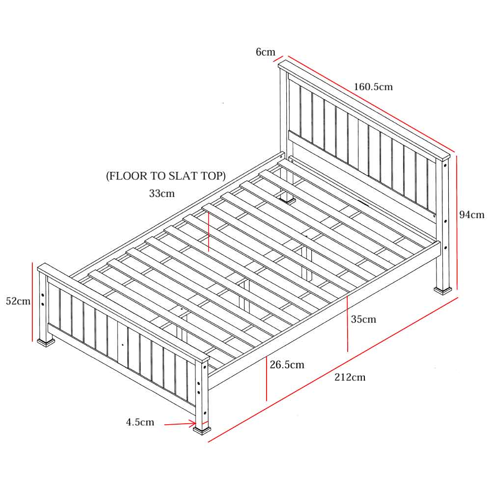 Manley Wooden King Size Bed In White