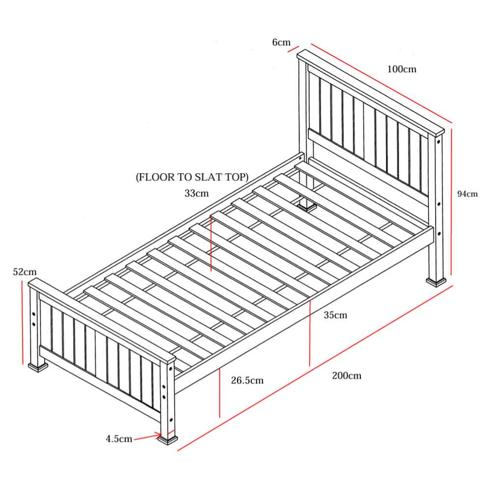 Manley Wooden Single Bed In White