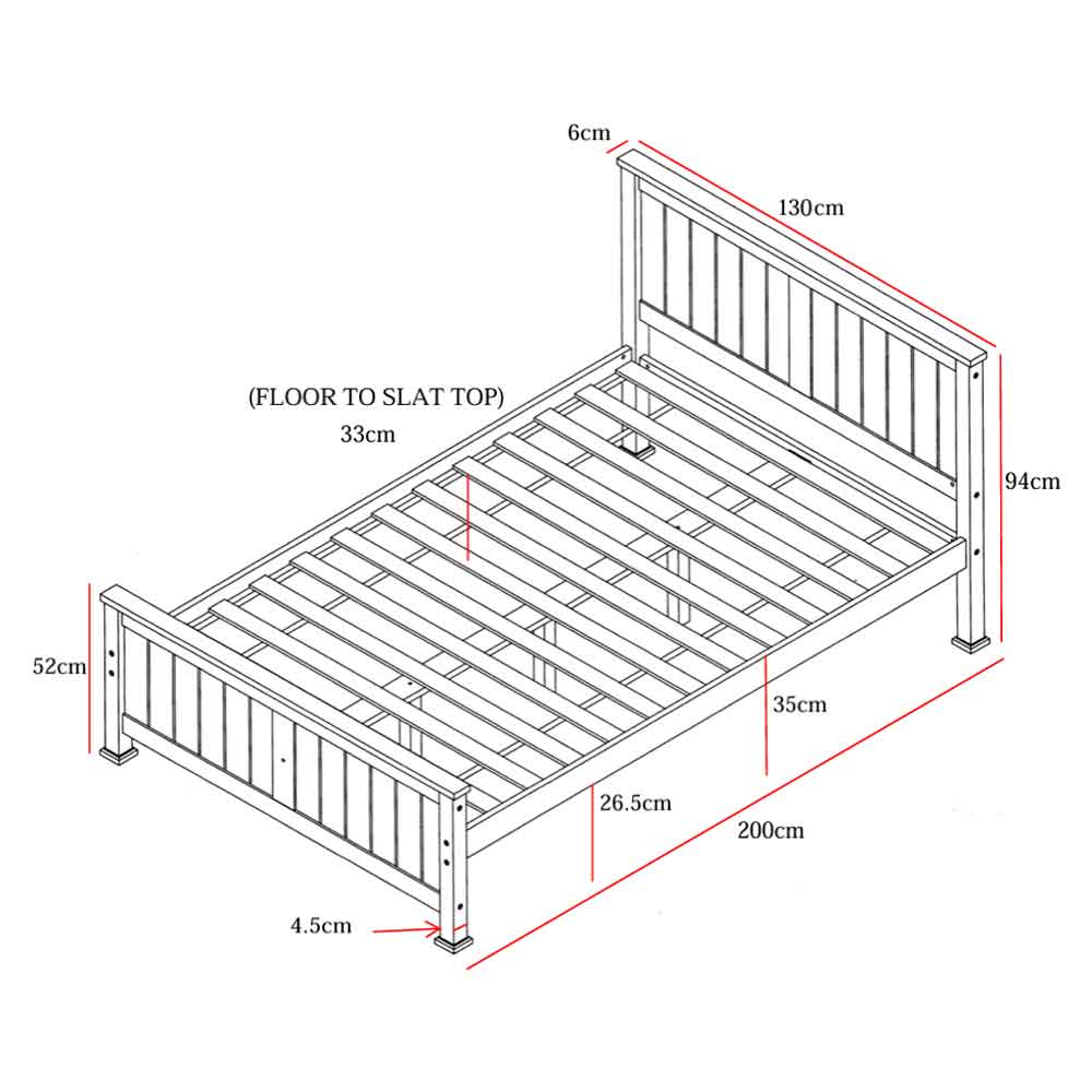 Manley Wooden Small Double Bed In White