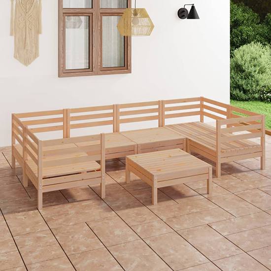 Manric Solid Pinewood Garden Lounge Set In Natural Furniture in Fashion