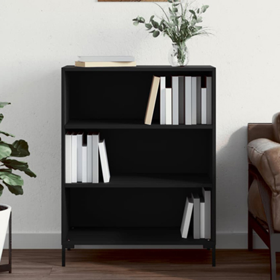 Manric Wooden Bookcase With 2 Shelves In Black