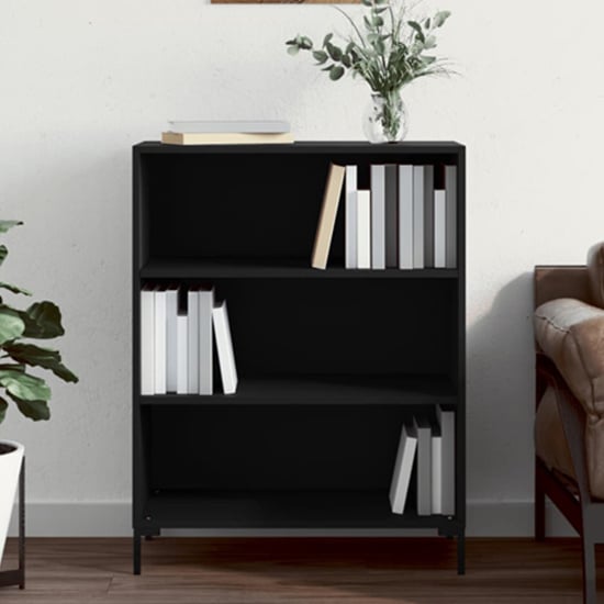 Read more about Manric wooden bookcase with 2 shelves in black