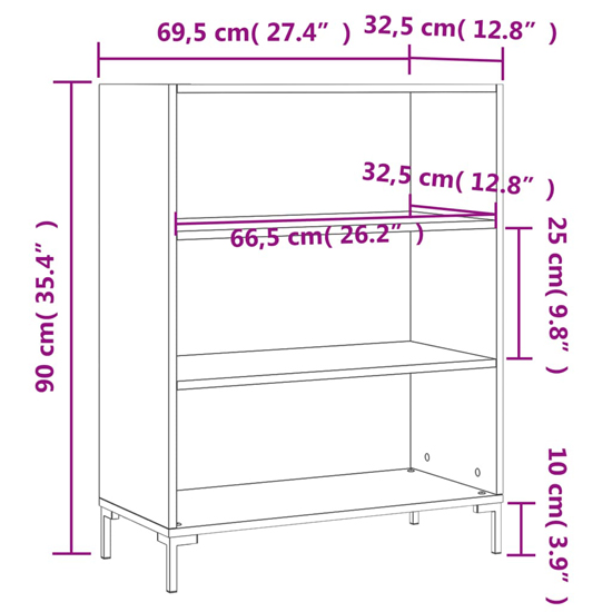 Manric Wooden Bookcase With 2 Shelves In Concrete Effect