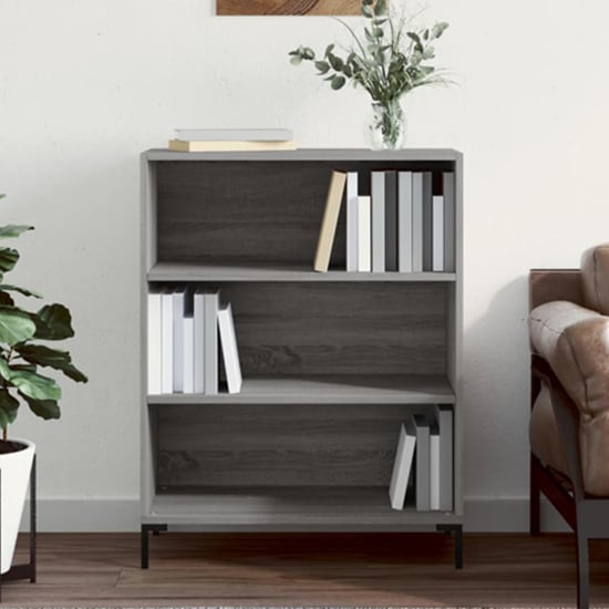 Product photograph of Manric Wooden Bookcase With 2 Shelves In Grey Sonoma Oak from Furniture in Fashion