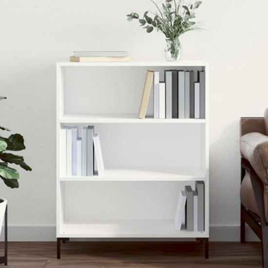 Product photograph of Manric Wooden Bookcase With 2 Shelves In White from Furniture in Fashion