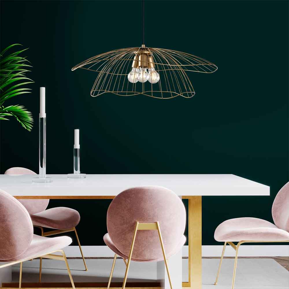 Mantar Large 3 Light Metal Ceiling Pendant Light in Gold