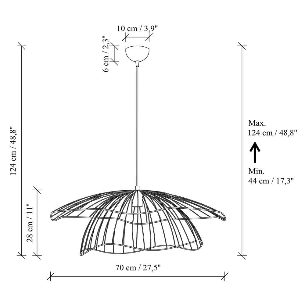 Mantar Large 3 Light Metal Ceiling Pendant Light in Gold