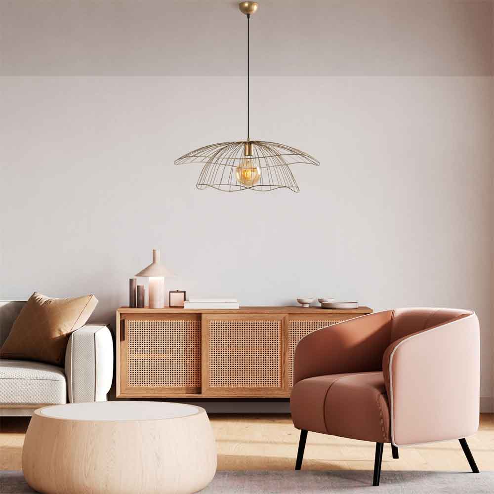 Mantar Large Metal Ceiling Pendant Light in Gold