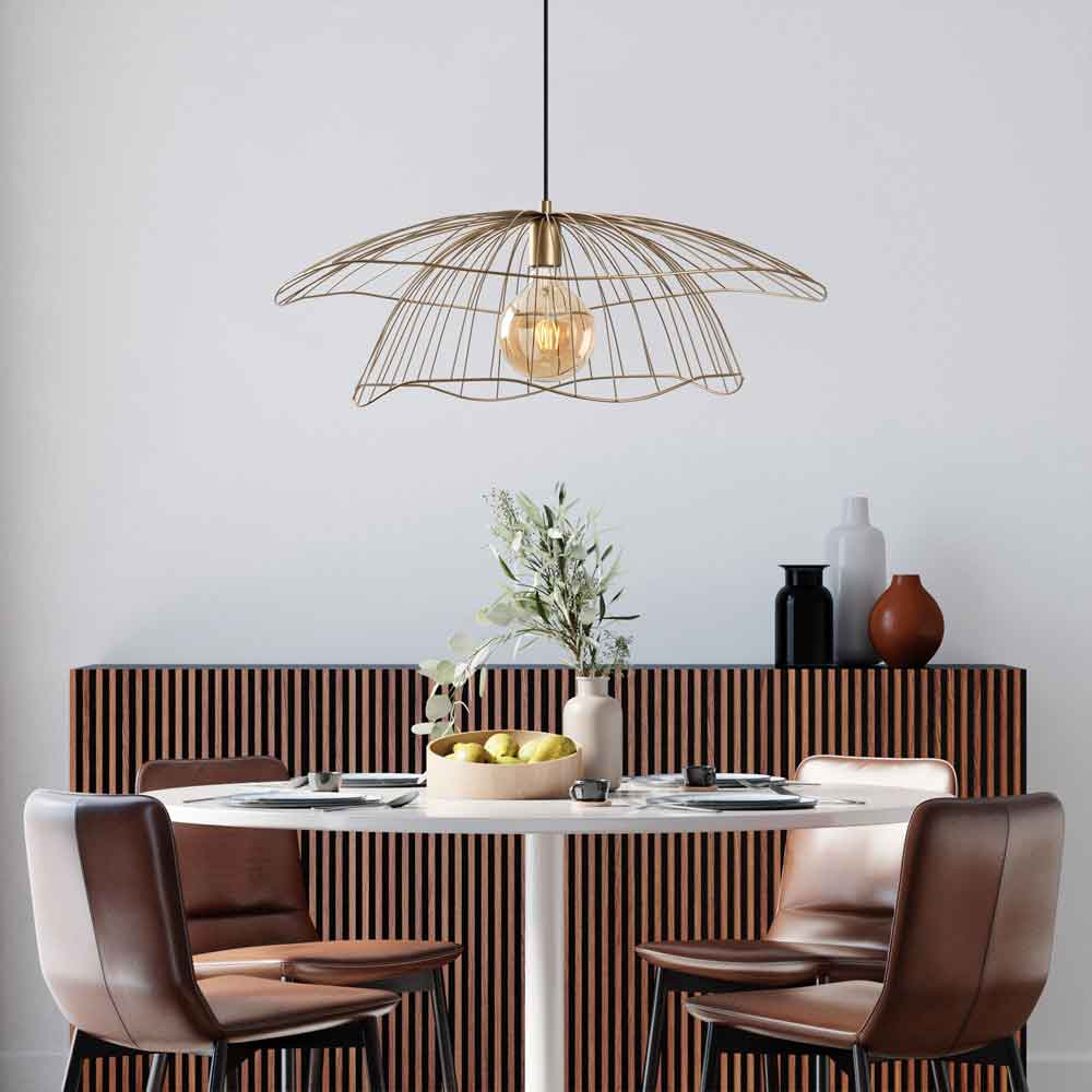 Mantar Large Metal Ceiling Pendant Light in Gold
