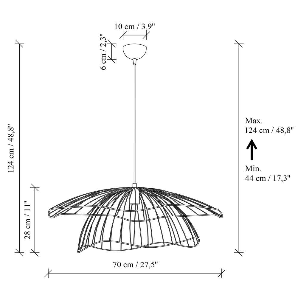 Mantar Large Metal Ceiling Pendant Light in Gold