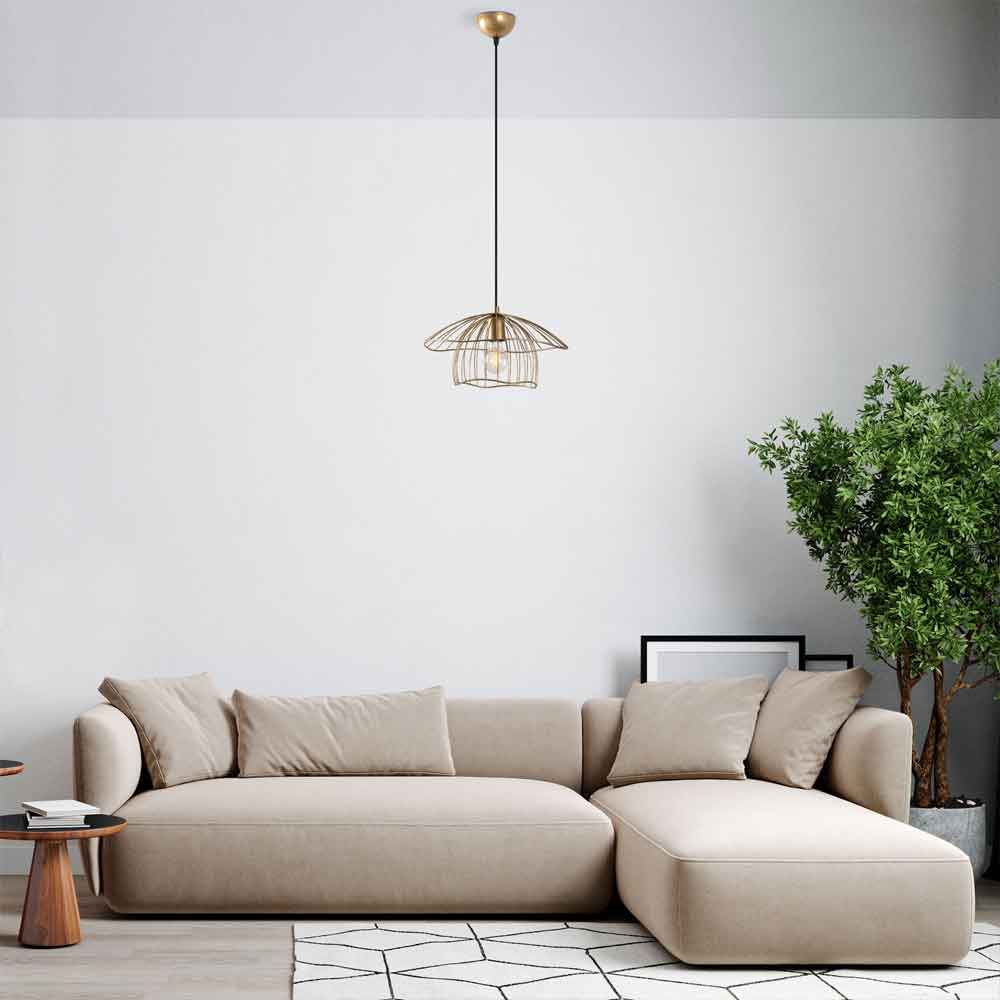 Mantar Small Metal Ceiling Pendant Light in Gold
