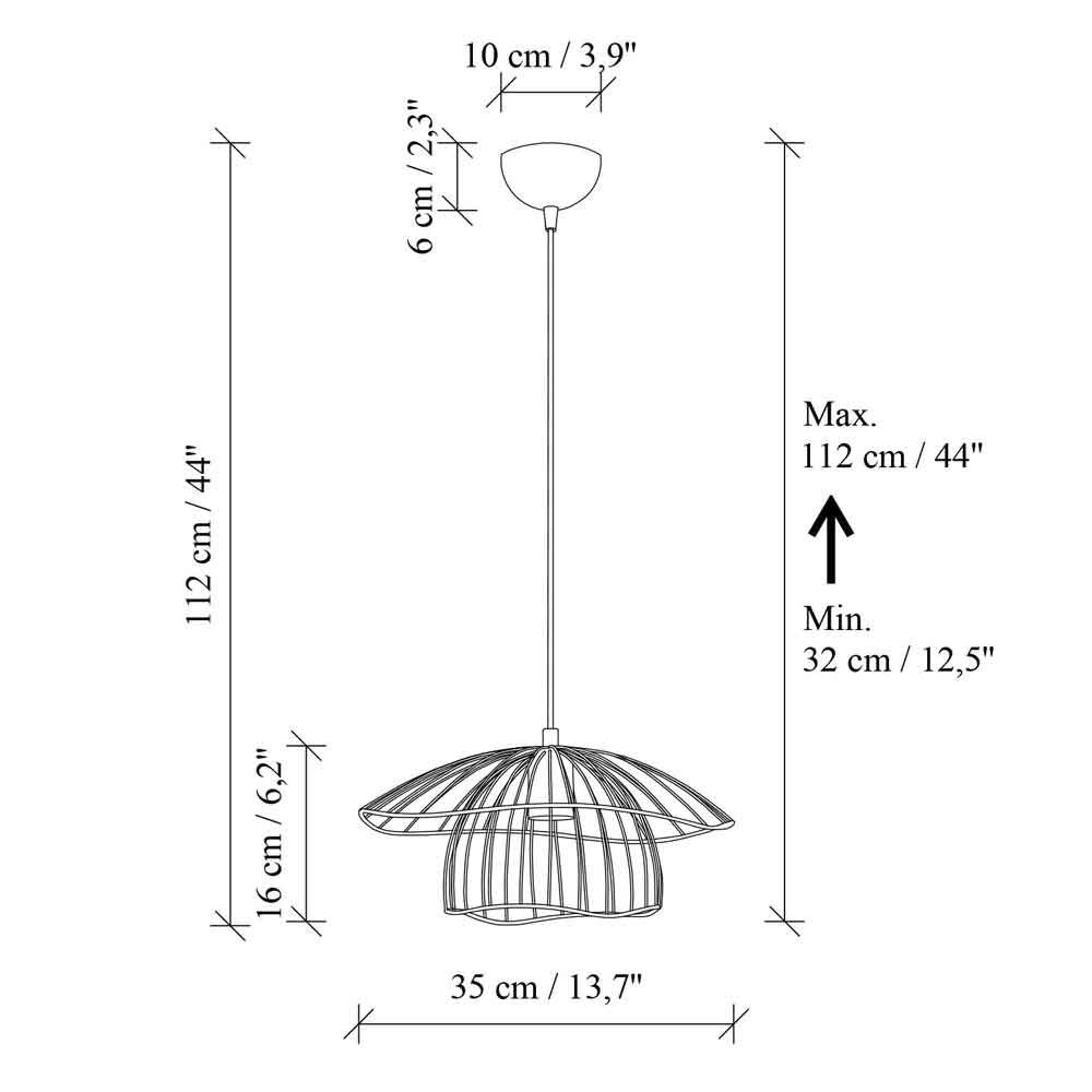 Mantar Small Metal Ceiling Pendant Light in Gold