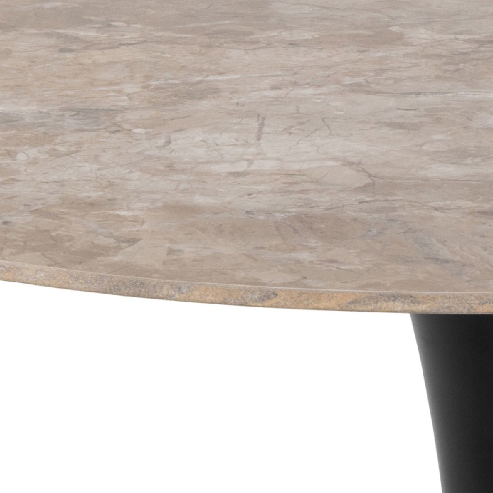 Manteo Ceramic Dining Table Round In Brown And Black