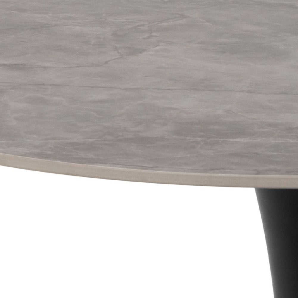 Manteo Ceramic Dining Table Round In Grey And Black