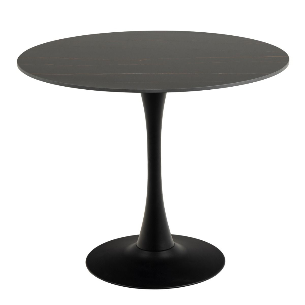 Malone Ceramic Dining Table With 4 Casey Grey Chairs In Black