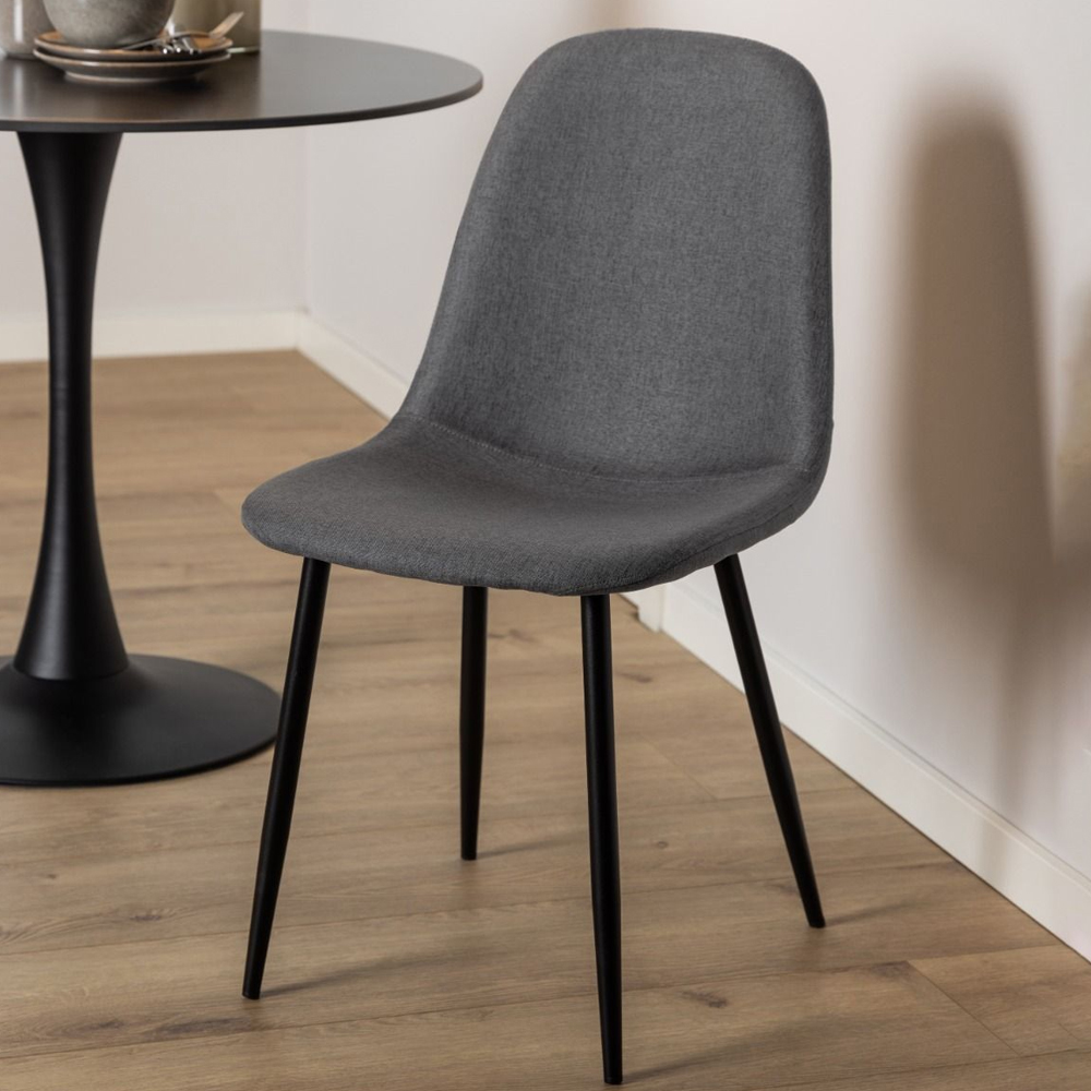 Malone Ceramic Dining Table With 4 Casey Grey Chairs In Black