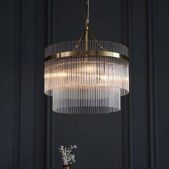 Manteo Clear Glass 3 Lights Ceiling Pendant Light In Brass thumbnail
