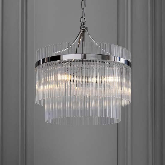 Product photograph of Manteo Clear Glass 5 Lights Ceiling Pendant Light In Nickel from Furniture in Fashion