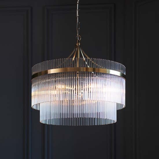 Manteo Clear Glass 5 Lights Ceiling Pendant Light In Brass
