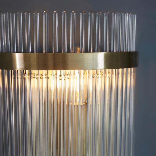Manteo Clear Glass Rods Wall Light In Antique Brass