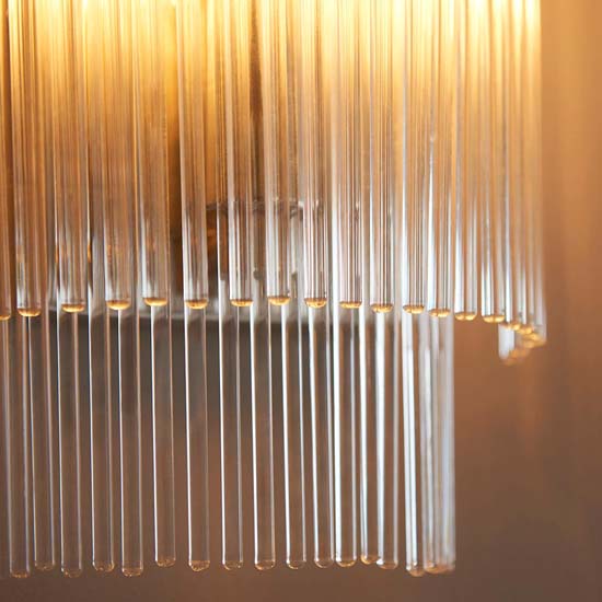 Manteo Clear Glass Rods Wall Light In Polished Nickel