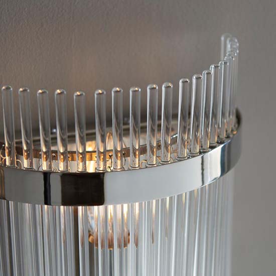 Manteo Clear Glass Rods Wall Light In Polished Nickel
