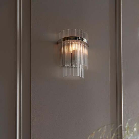 Manteo Clear Glass Rods Wall Light In Polished Nickel