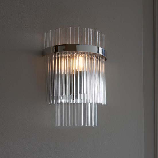 Read more about Manteo clear glass rods wall light in polished nickel