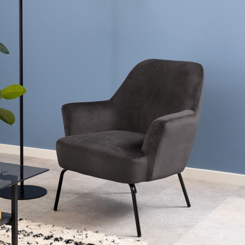 Read more about Manteo fabric lounge chair in dark grey