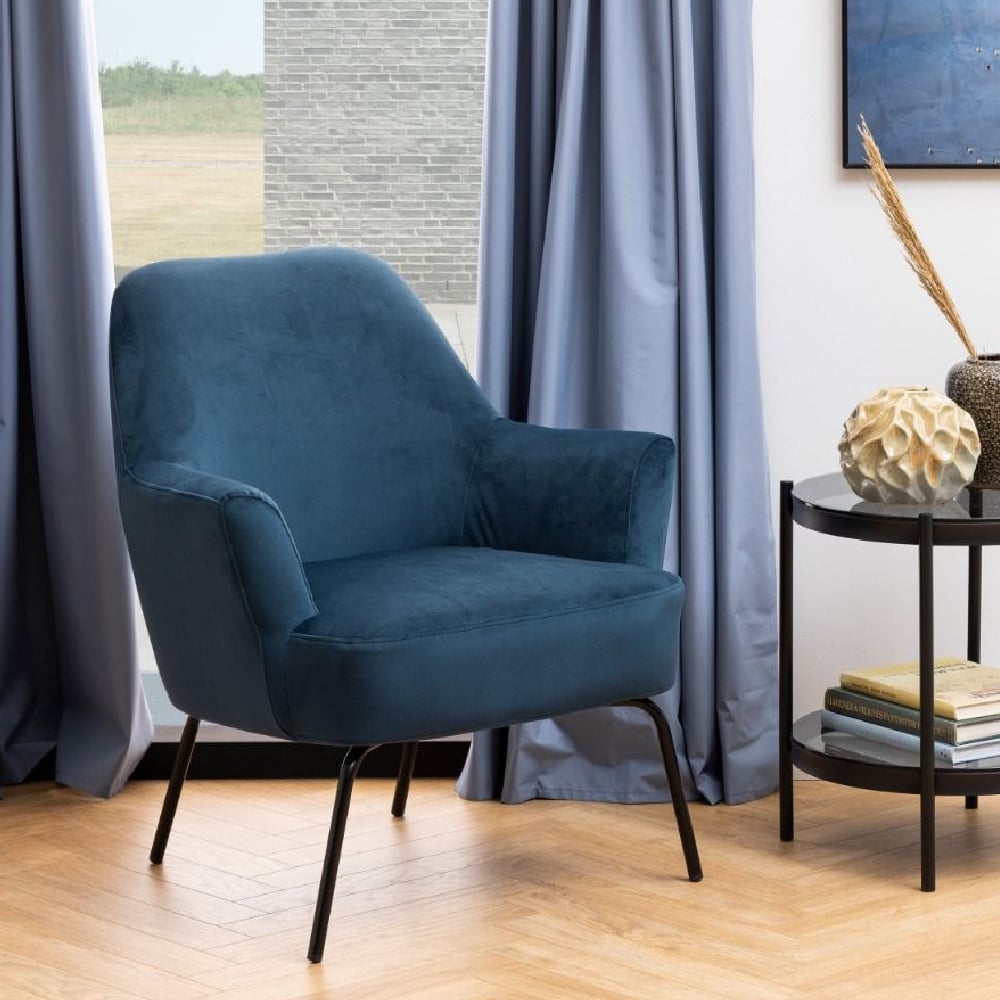 Read more about Manteo fabric lounge chair in navy blue
