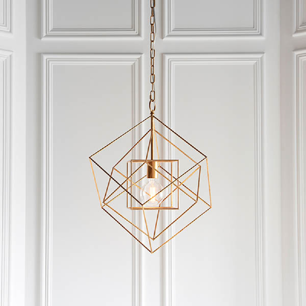 Read more about Manteo metal geometric pendant ceiling light in antique gold