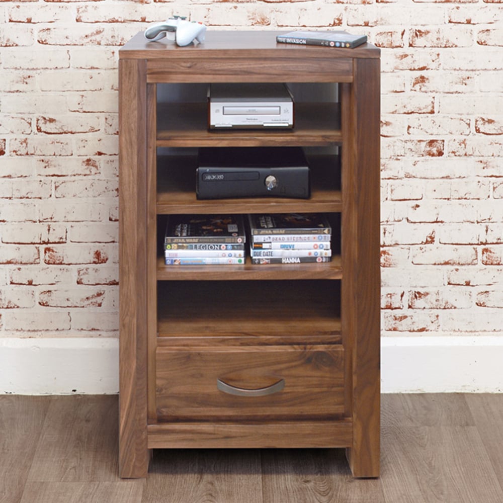 Manteo Wooden CD DVD Storage Cupboard In Walnut
