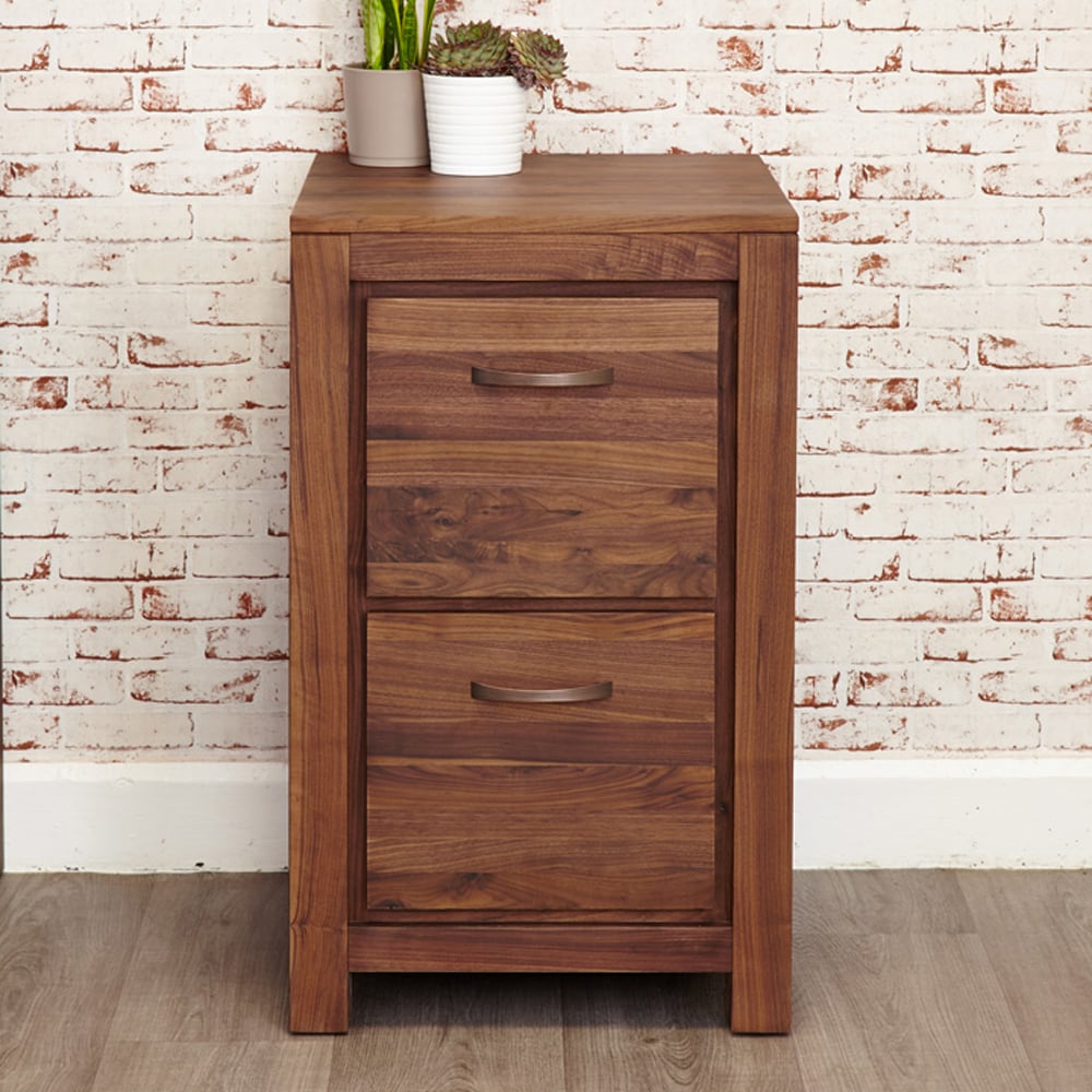 Manteo Wooden Filing Cabinet With 2 Drawers In Walnut