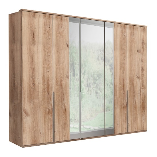 Read more about Mantova mirrored wooden wardrobe large in planked oak effect