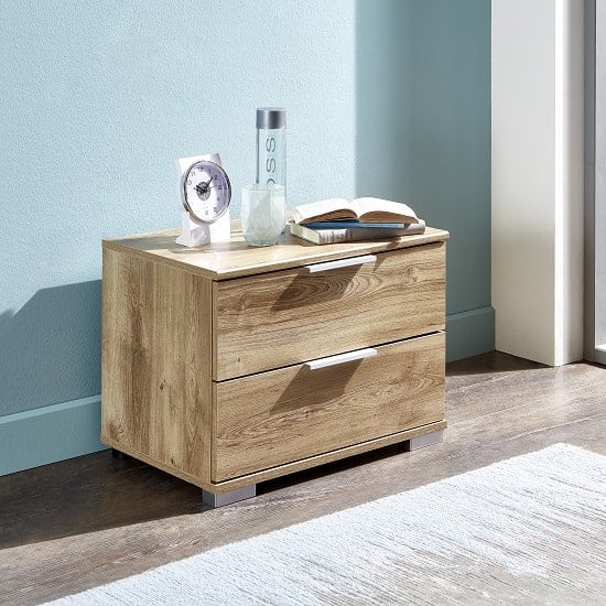 Product photograph of Mantova Wooden Bedside Cabinet In Planked Oak Effect from Furniture in Fashion