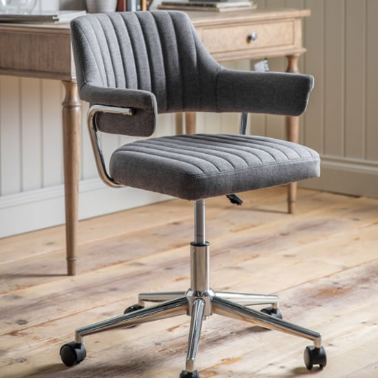 Photo of Mantra swivel fabric home and office chair in charcoal
