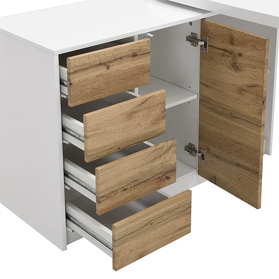 Mantua Wooden Swivelling Computer Desk In White And Oak_11