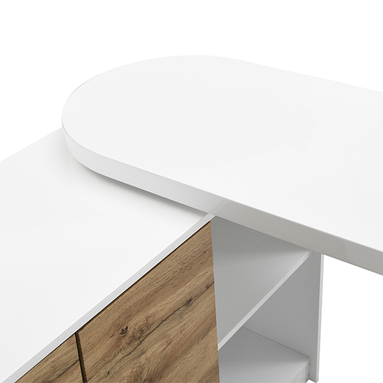 Mantua Wooden Swivelling Computer Desk In White And Oak_12