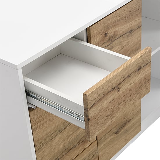 Mantua Wooden Swivelling Computer Desk In White And Oak_13