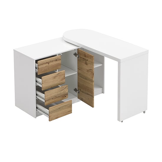 Mantua Wooden Swivelling Computer Desk In White And Oak_4