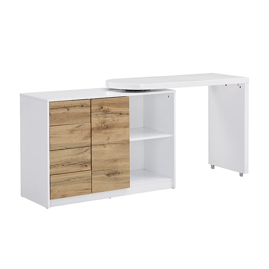 Mantua Wooden Swivelling Computer Desk In White And Oak_5