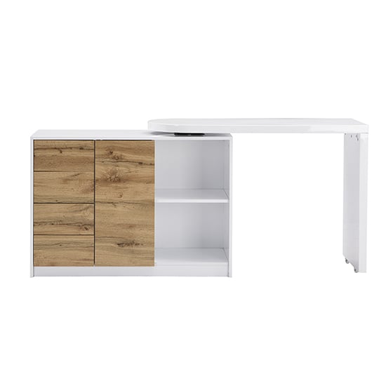Mantua Wooden Swivelling Computer Desk In White And Oak_6
