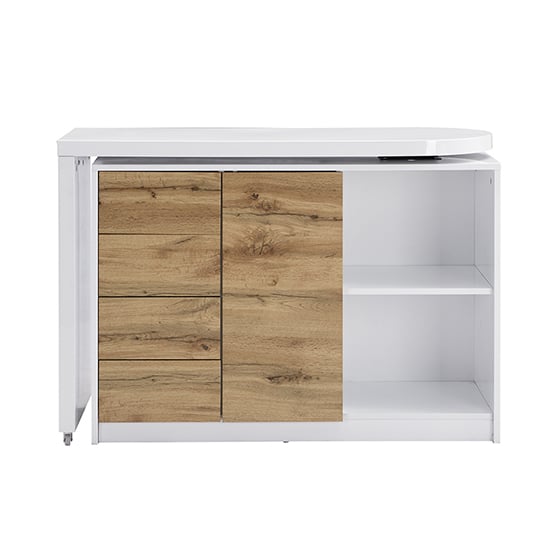 Mantua Wooden Swivelling Computer Desk In White And Oak_7