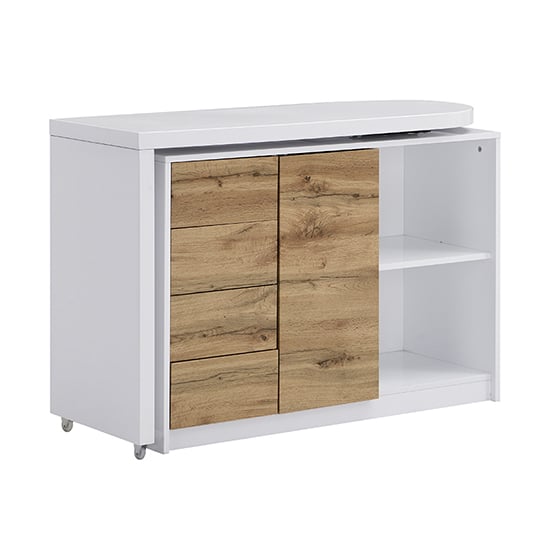 Mantua Wooden Swivelling Computer Desk In White And Oak_9