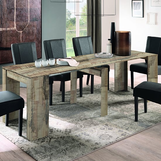 Manvos Large Extending Wooden Dining Table In Pero