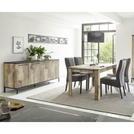 Manvos Wooden Dining Table In Black Oak And Pero_2